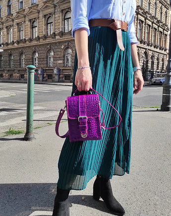 Skórzana torebka etui na telefon fioletowa - Pheobe, beautifulthings