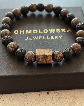 Bransoletka męska Obsydian i Agat, Chmolowska Jewellery
