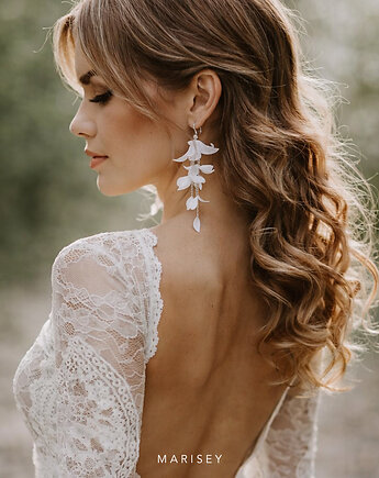 Kwiatowe długie wiszące kolczyki ślubne Liz, Marisey