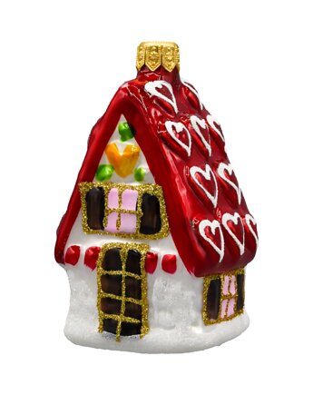 Bombka choinkowa: Domek z serduszkami: czerwony, Syn Bombkarza