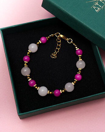 Bransoletka z kwarcu różowego i jadeitu, AT NOON