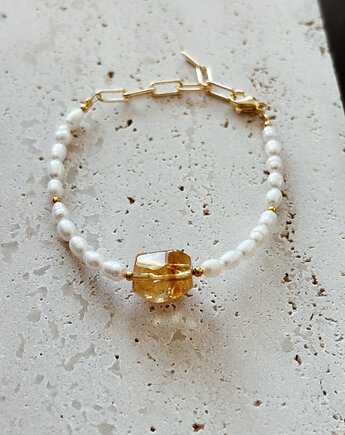 Bransoletka z pereł naturalnych Cytryn, Chmolowska Jewellery