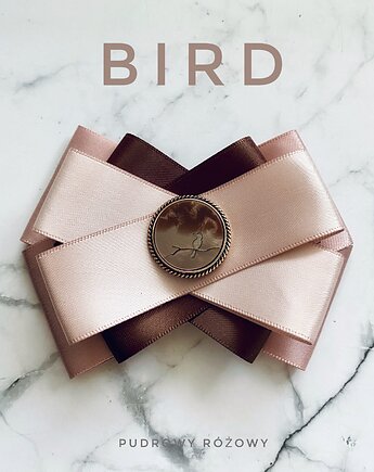 Brosza z kolekcji BIRD z masy perłowej z cudnym ptaszkiem NEW, Pudrowy Różowy