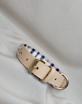 Obroża Łączona Navy Blue / Nude Leather 2 cm, Rufus Szyje
