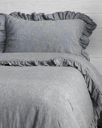 Lniana poszewka na poduszkę z falbaną / 100% len / wybór koloru, Linen State