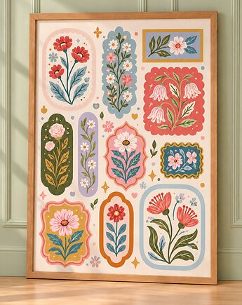 Botaniczny patchwork. Plakat, Malgorzata Domanska