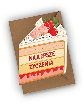 Kartka urodzinowa- Najlepsze życzenia (torcik), Czarna Owca Karteczki