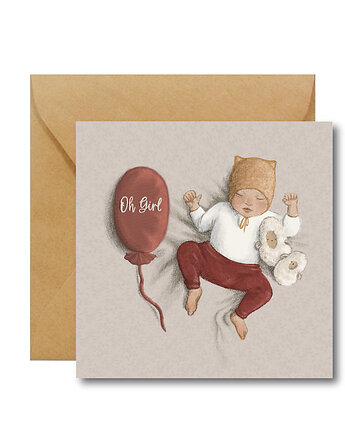 OH GIRL  kartka z okazji narodzin dziewczynki, HI LITTLE