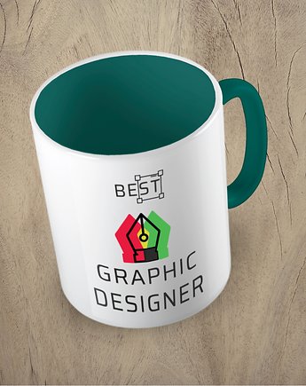 Kolorowy kubek z hasłem BEST GRAPHIC DESIGNER - mix kolorów, Fotobloki and decor