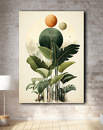 Tropikalne liście - Obraz na płótnie - Druk, Blejtrama - Loft, Minimalizm #8, Black Sapphire Art