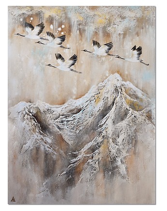 Żurawie 27 ptaki góry nowoczesny obraz do salonu ręcznie malowany, Galeriai