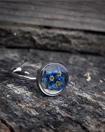Mikro pierścionek z niezapominajkami, Figa handmade accessories