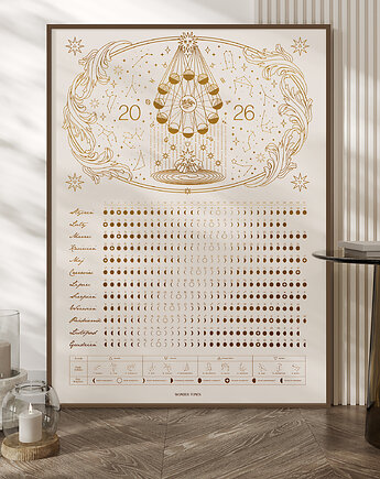 Kalendarz Faz Księżyca 2026 - Plakat Beige 50x70cm DODRUK, Wonder Tones