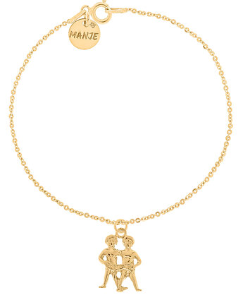 Pozłacana bransoletka ze znakiem zodiaku Bliźnięta, OSOBY - Prezent dla żony