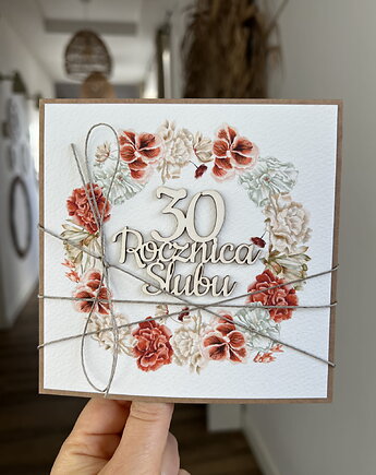 Rustykalna kartka życzenia z okazji 30. rocznicy ślubu, sorte