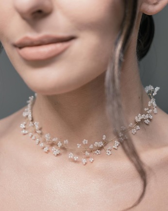 VENUS - delikatny choker ślubny z perełkami, Aureus Flos