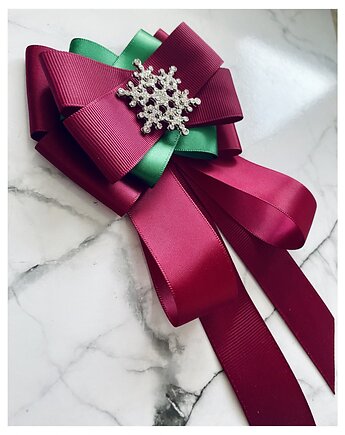 Brosza  / Krawat w kolorze burgund  z  gwiazdką Exclusive, Pudrowy Różowy