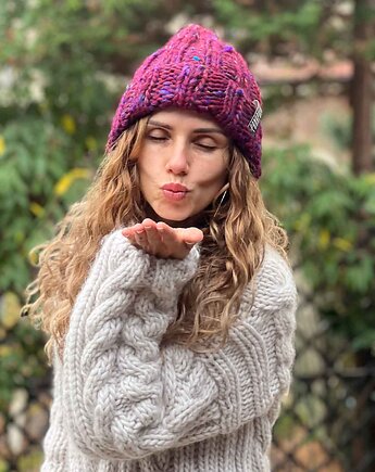 JEDWAB merino beanie MERINO CZAPKA, PANAPUFA