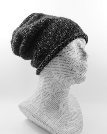 Luźna czapka czarny melanż beanie hipster nerd krasnal, RękaProduction