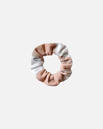 Scrunchie gumka frotka wąska kubizm kwiaty, Zdunetti