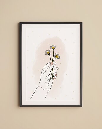 Ilustracja Autorska: Stokrotki w dłoni, Burakovvska