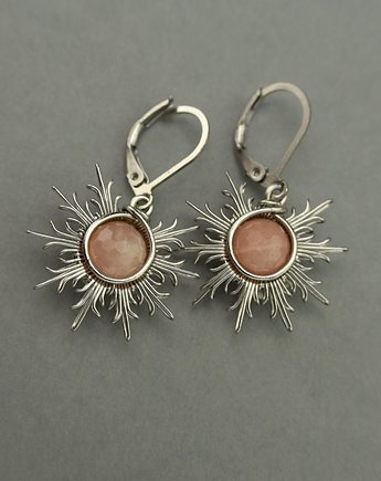 Kolczyki słońce kamień słoneczny wire wrapping słoneczka, Agata Rozanska