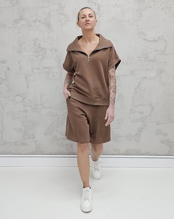 Amrita komplet bezrękawnik z zamkiem i spodenki Milk Chocolate, Ablush