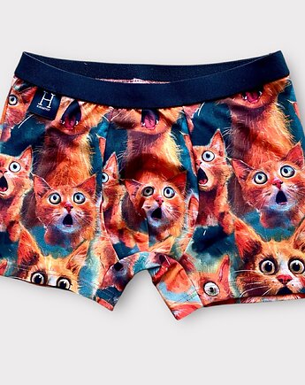 Bokserki męskie z bawełny z printem KOTY, HisOutfit