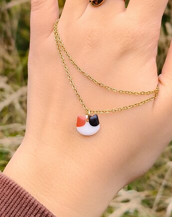 Naszyjnik kot tricolor, wisiorek z wizerunkiem kota, amulet dla kociary, boho, Dary Rusałki