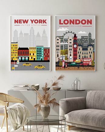 Zestaw plakatów - Londyn Nowy Jork, OKAZJE - Prezent na Parapetówkę