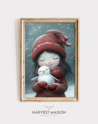 Plakat Świąteczny Dziewczynka Chłopiec 04, Harvest Maison