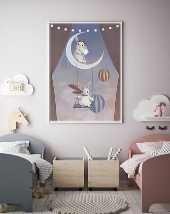 Sleepy Bunnies - plakat do pokoju dziecka, HI LITTLE