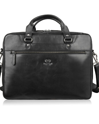 Torba męska na ramię do ręki skórzana na laptopa dokumenty A4 czarna, Paolo Peruzzi