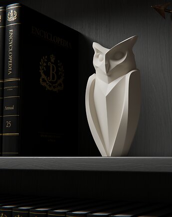 Rzeźba OWL, minimalistyczna figura przestrzenna sowy, POLY STUDIO