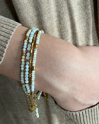 Bransoletki z masy perłowej , biały komplet