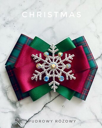 Brosza z okazałą śnieżynką / gwiazdką z kryształków New, Pudrowy Różowy