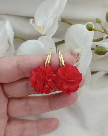 Kolczyki czerwone kwiatuszki, małe kolczyki kwiaty, Soutacheria