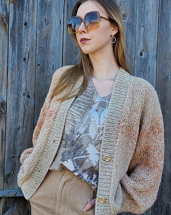 Farbowany naturalnie sweter z wełny i alpaki, HERBE DESIGN
