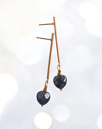 Kolczyki SERDUSZKA noc kairu : długie patyczki GOLD, kaktusia