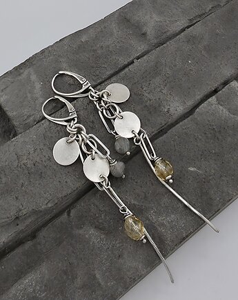 Kolczyki Wariacje na temat - cytryn i labradoryt, RayOfArt