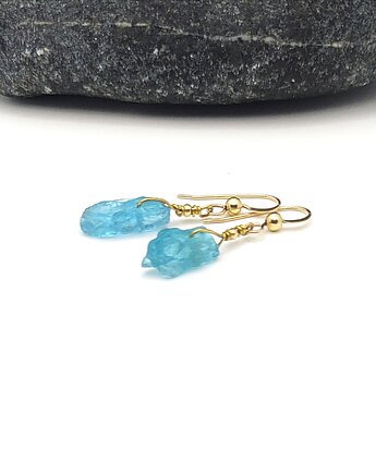 Surowy apatyt - kolczyki pozłacane, Studio Gazela