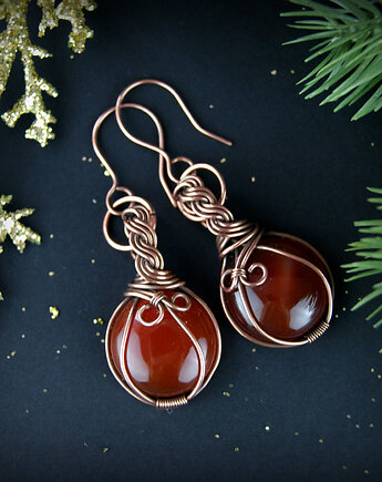 Kolczyki wire wrapping z karneolem, Blue Pearl Art