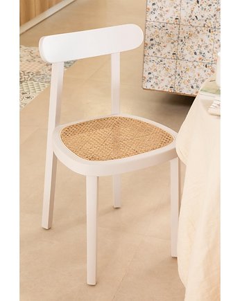 Krzesło Drewniane Retro z Plecionką Wiedeńską Platynowe, MIA home