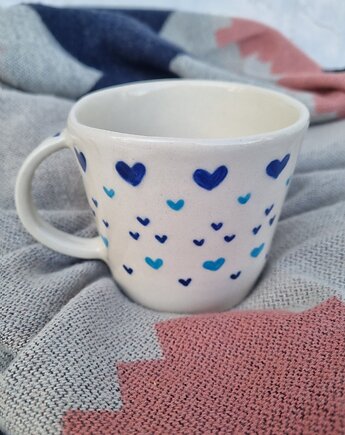 Kubek ceramiczny ręcznie malowany SERCA, krusz art