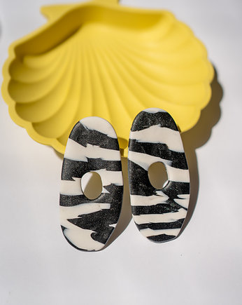 Kolczyki zebra wiggly design sztyfty, Dwie Gliny