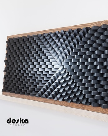 Duże drewniane dzieło sztuki, dyfuzor akustyczny, DeskaStudio