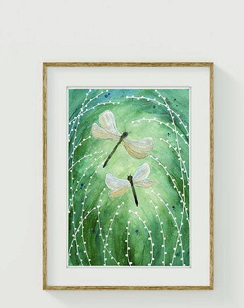 Oryginalna akwarela. Ważki  A4, Malgorzata Domanska