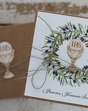 Kartka na komunię - pamiątka komunii ręcznie robiona Prezent, sorte