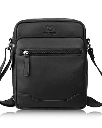 Saszetka męska na ramię listonoszka skórzana czarna miejska AY-30-BL, Paolo Peruzzi