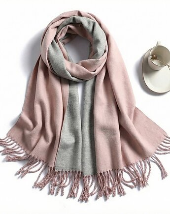 SZAL SZALIK kaszmir 100% kaszmirowy pudrowy Różowy, AKADEMIA STYLU